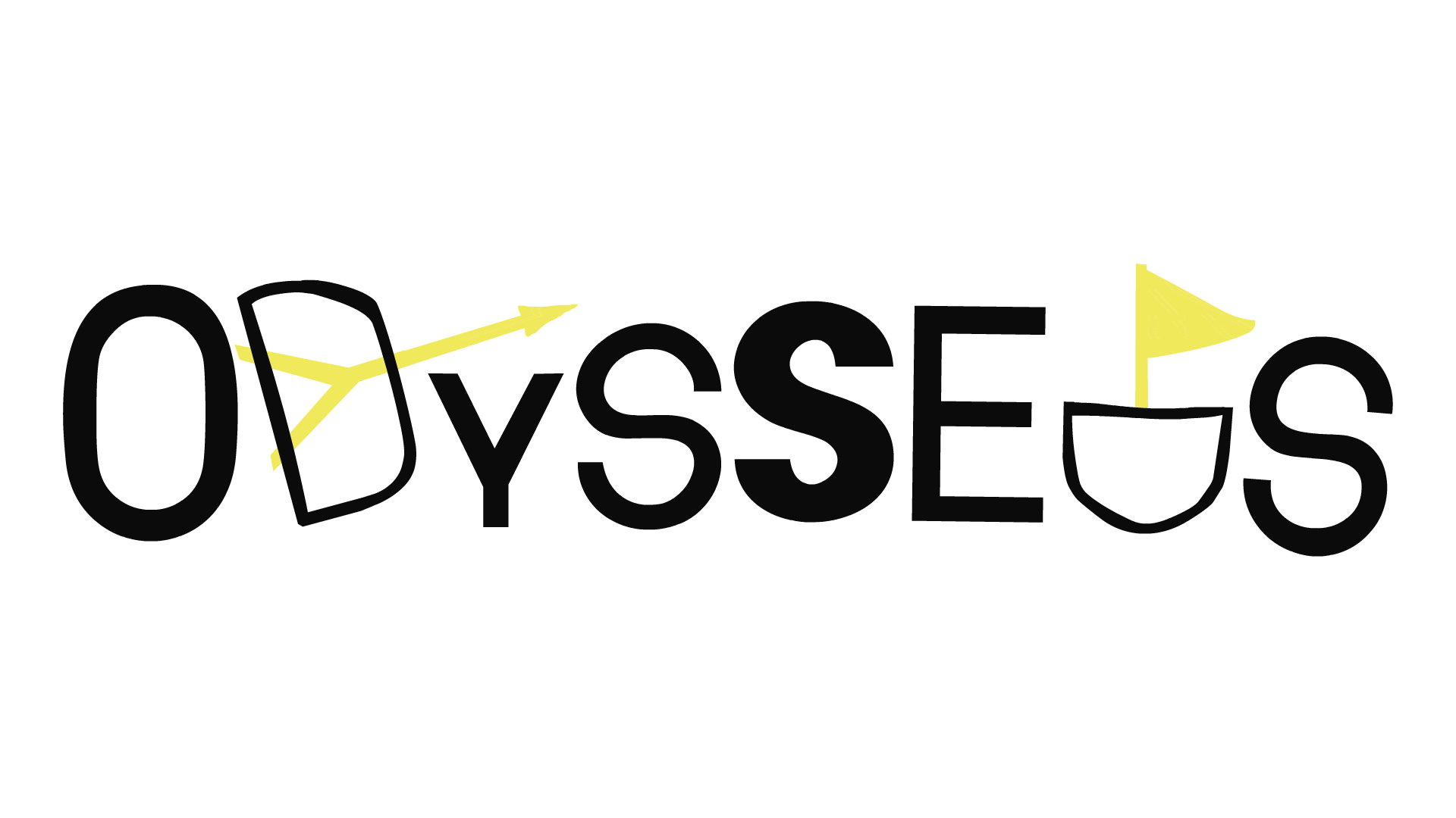 German Play title Odysseus with arrow and boat doodle